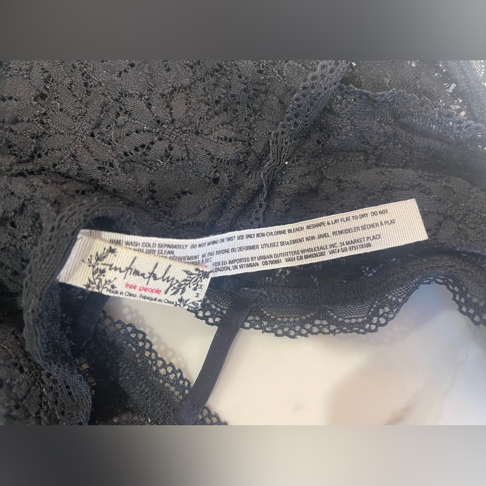 Free People Mason Thong Lace Bodysuit Top Black Size Medium - Picture 7 of 11